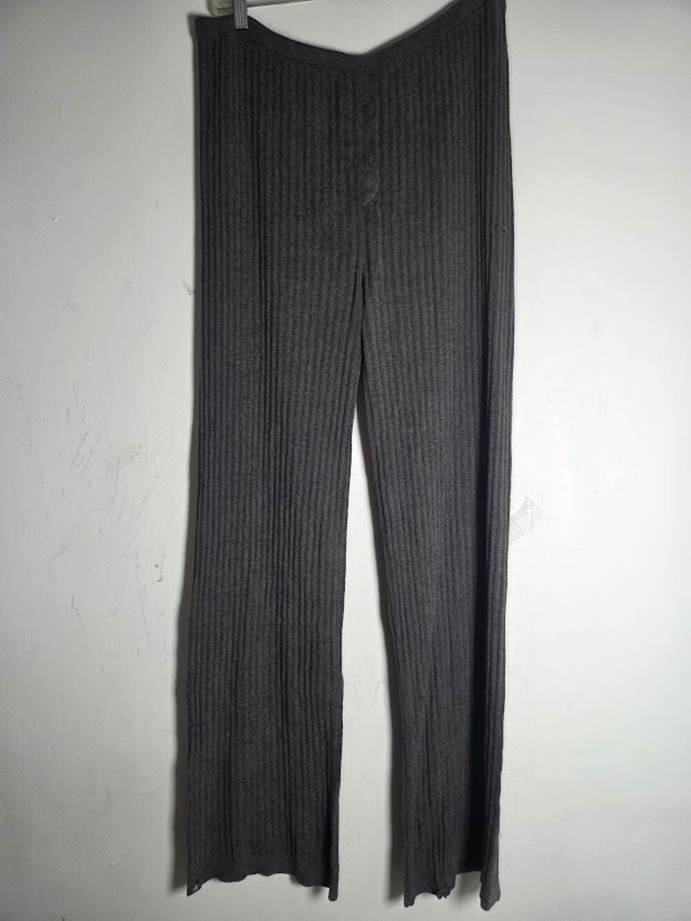 NWT Barefoot Dreams Grey Ribbed Elevated Loungewear Straight Leg Pants Large
